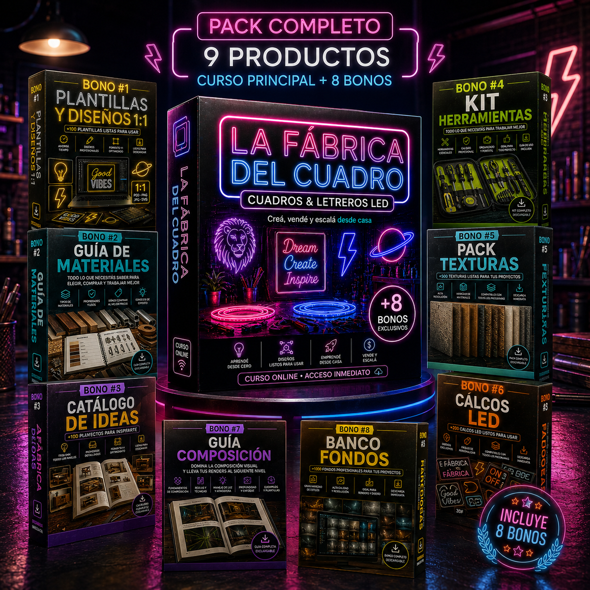 🎁 MEGA KIT LA FABRICA DEL CUADRO + 8 BONUS DE REGALO 🎁 - Curso Completo